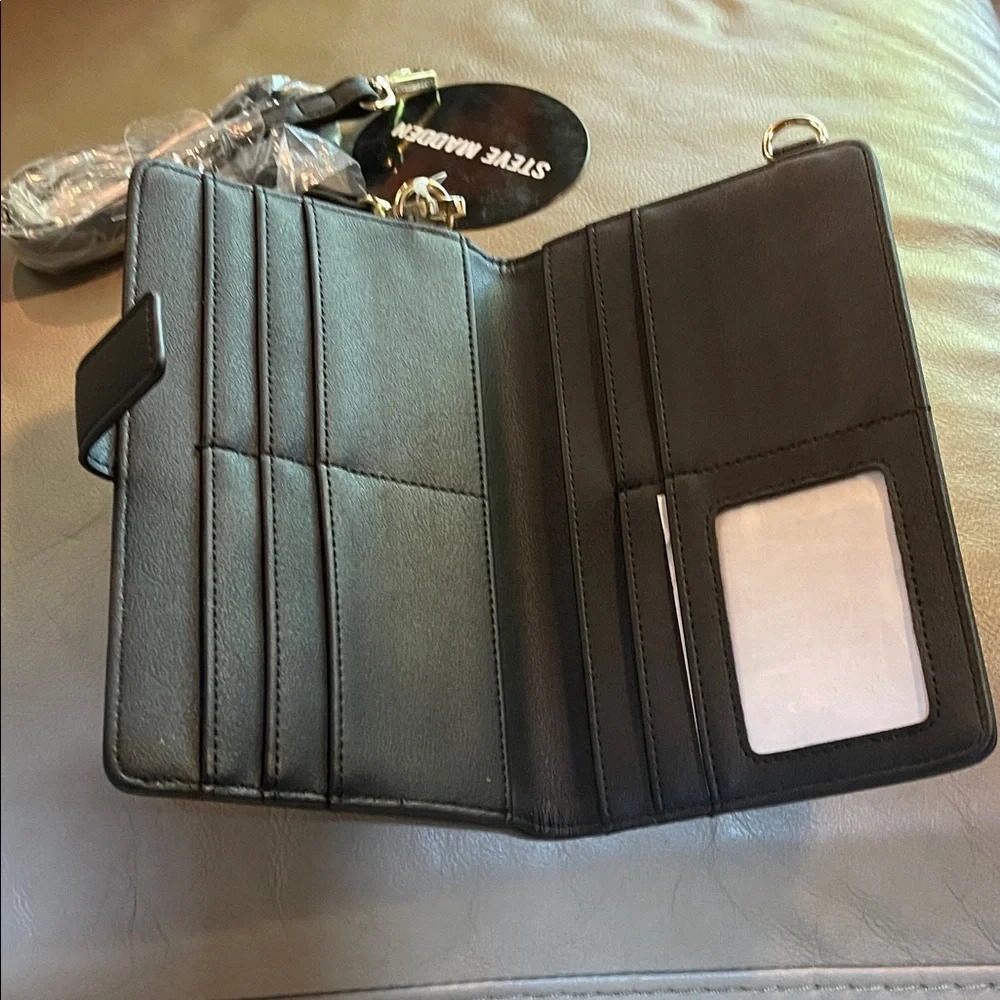 Steve Madden Black Phone Holster with Gold Accents